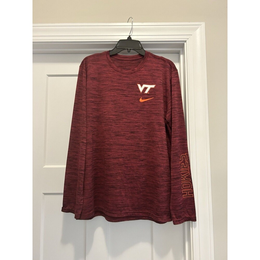 Men’s Nike Dri Fit Size Large Virginia Tech Hokies Maroon Long Sleeve T Shirt